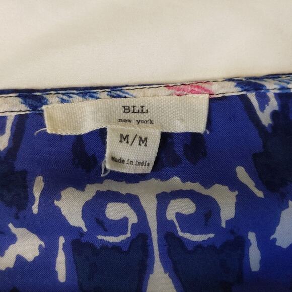 BLL New York Women's Sz Medium Tie Dye Top Shirt Boho Flowy Pink Blue Romantic - Picture 4 of 8